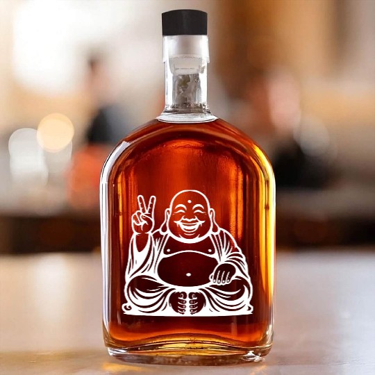 Joyful Buddha Peace Symbol Design Whiskey Bottles