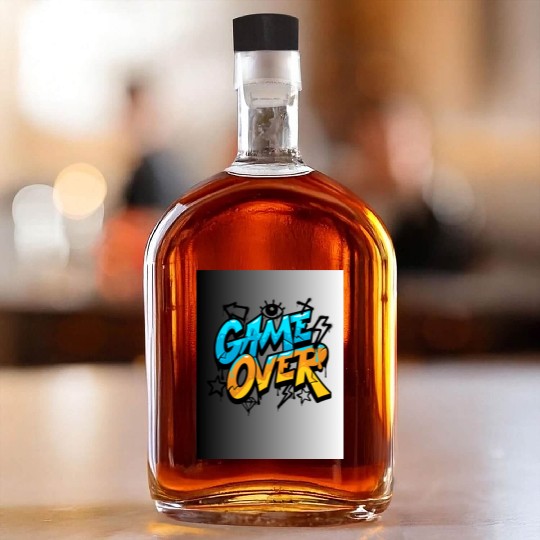 Graffiti Style Game Over Illustration Whiskey Bottles
