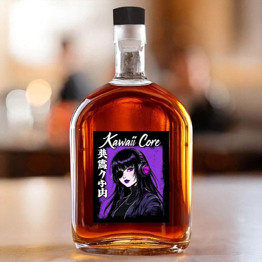 Cyberpunk Girl Kawaii Core Whiskey Bottles