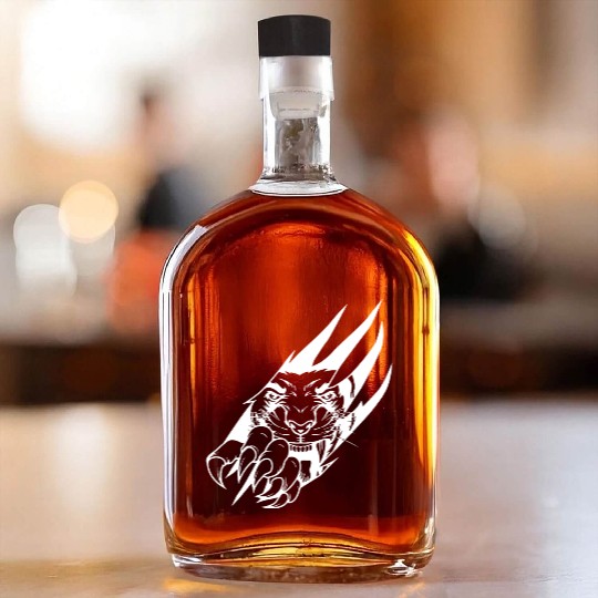 Panther Claw Rip White Outline Whiskey Bottles