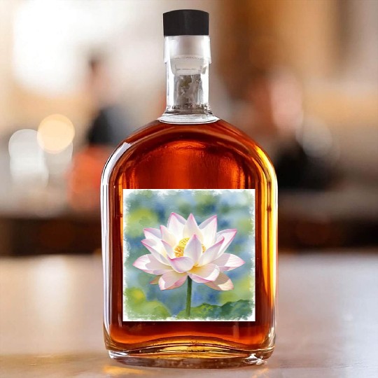 Serene Water Lily Floral Print Whiskey Bottles