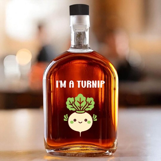 Turnip Character Illustration Whiskey Bottles
