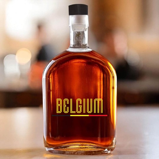 Bright Typography Belgium Flag Design Whiskey Bottles