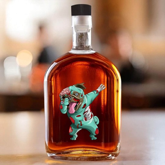 Dabbing Zombie Pug Cute Halloween Pugs Funny Dab  Whiskey Bottles