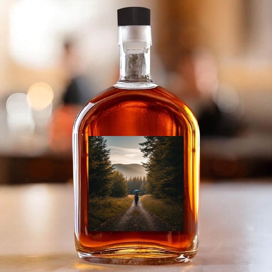 Serene Autumn Path Whiskey Bottles
