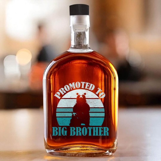 Promoted to Big Brother Bear Design Kids Toddler Whiskey Bottles