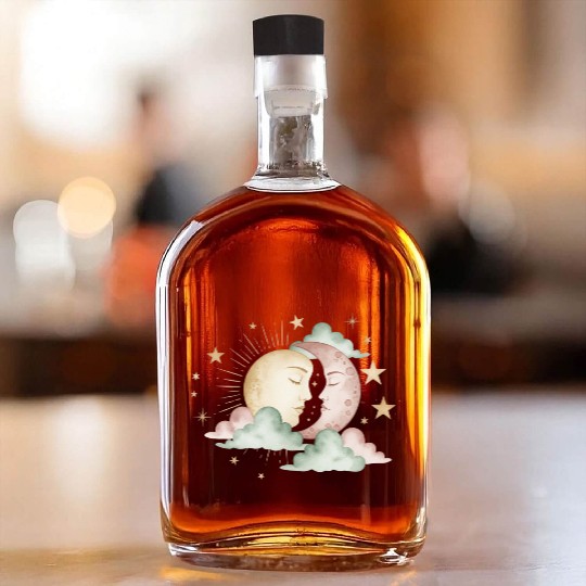 Sun & Moon Embrace Whiskey Bottles design