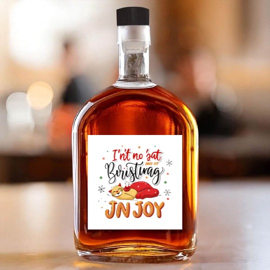 Festive Cat Joy Christmas Design Whiskey Bottles