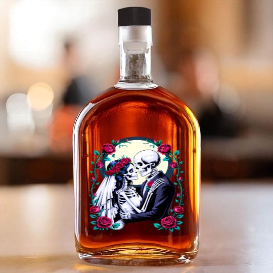 Bride and Groom Eternal Love Romantic Wedding Whiskey Bottles