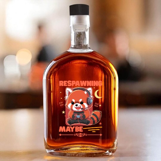Respawning Maybe – Funny Gamer Panda Whiskey Bottles