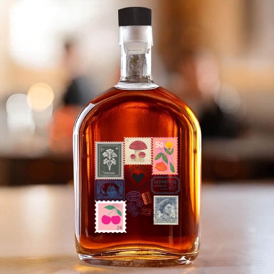 Vintage Stamps Whiskey Bottles