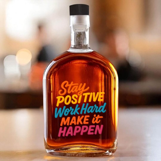 Stay Positive Colorful Motivational Quote Whiskey Bottles