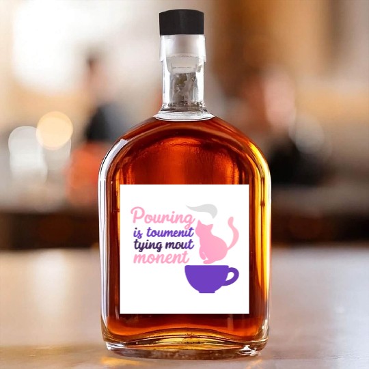 Whimsical Cat Tea Quote Design Whiskey Bottles