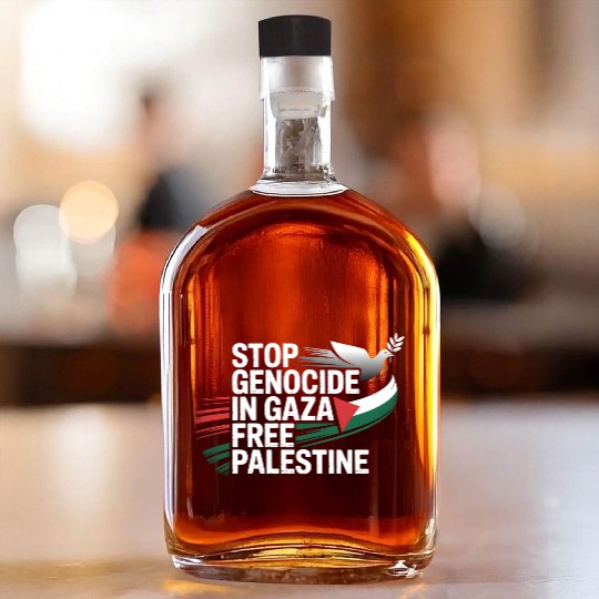 Free Palestine Now – End Genocide in Gaza Whiskey Bottles