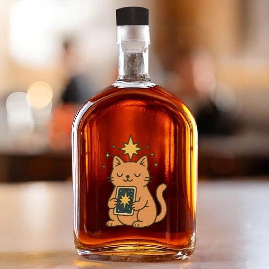 Celestial Cat Tarot Design Whiskey Bottles