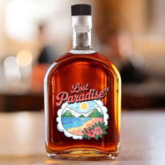 Lost Paradise Tropical Scene Whiskey Bottles