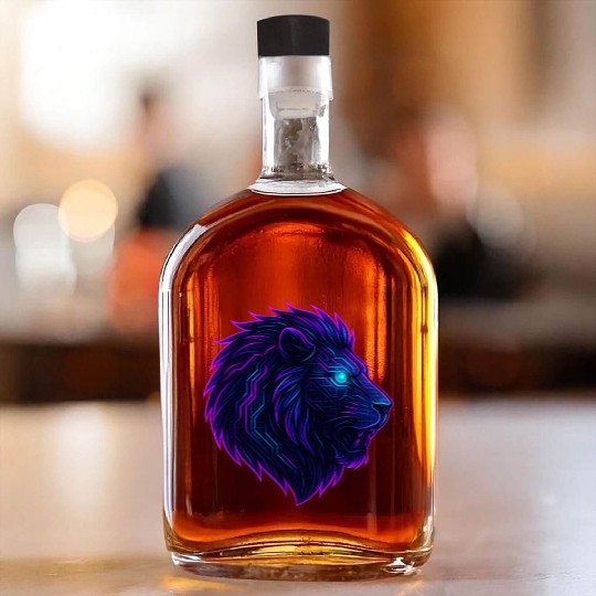 Neon Roar Cyberpunk Lion Head Whiskey Bottles