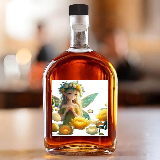 Enchanted Floral Elf Illustration Whiskey Bottles