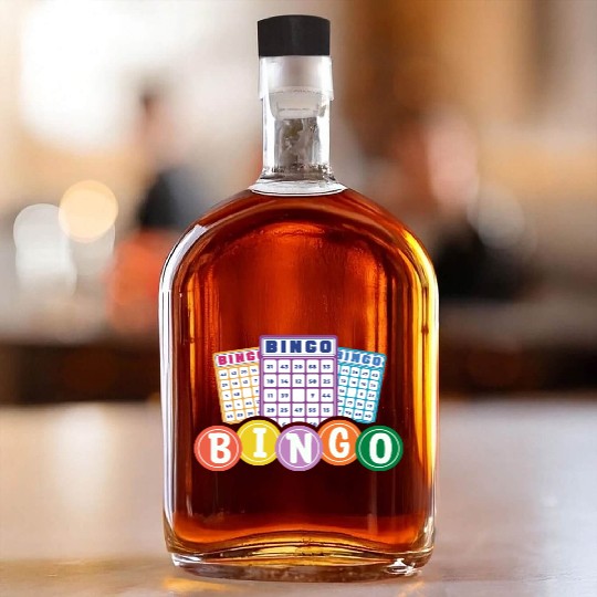 Colorful Bingo Player Fun Cards Whiskey Bottles