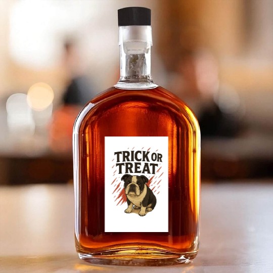 Bulldog Halloween Trick or Treat Design Whiskey Bottles