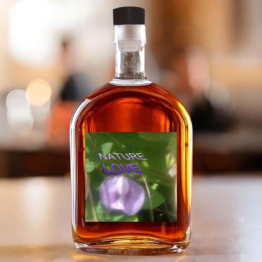 Nature Love with Purple Flower Art Whiskey Bottles