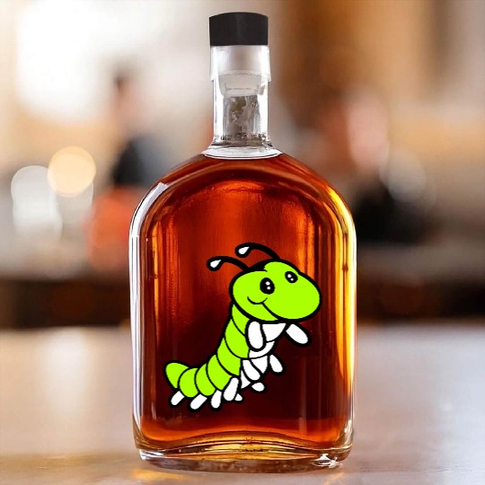 Caterpillar sweet little happy smile cute friendly Whiskey Bottles