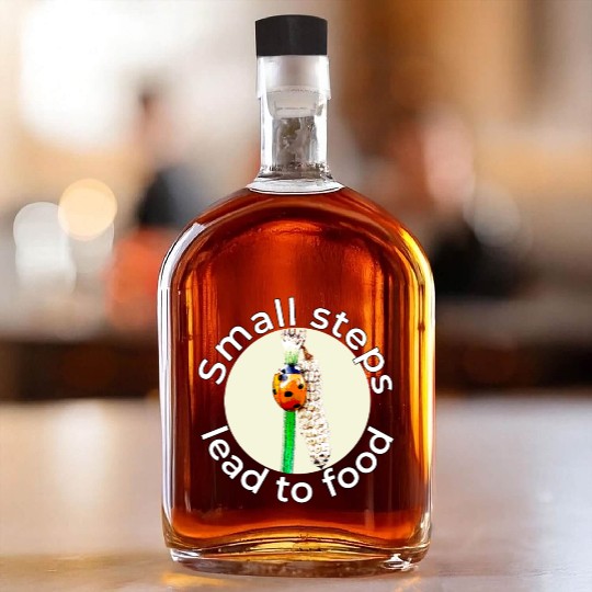 Small Steps – Ladybug White Text Whiskey Bottles