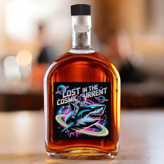 Cosmic Shark Astronaut Adventure Whiskey Bottles
