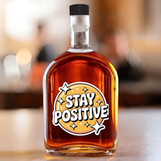 Positive Vibes Motivational Sticker Whiskey Bottles