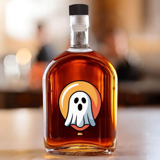 Halloween Ghost with Orange Halo Whiskey Bottles