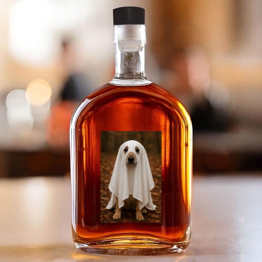 Autumn Forest Ghost Dog Tapestry Whiskey Bottles