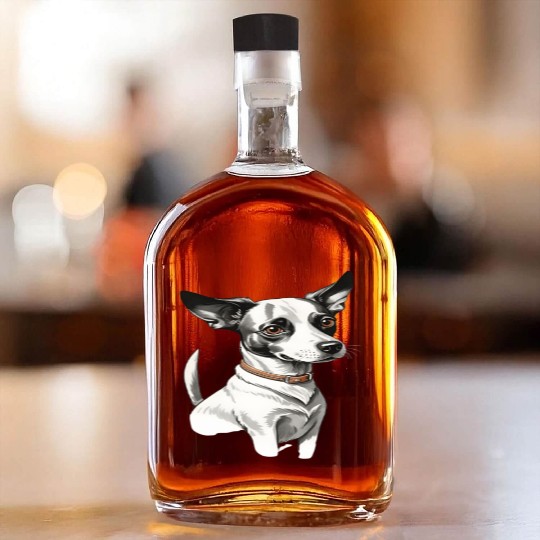 Funny cute little puppy dog. Whiskey Bottles