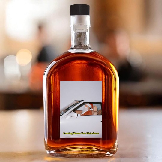 Santa's Joyful Ride Card Design Whiskey Bottles