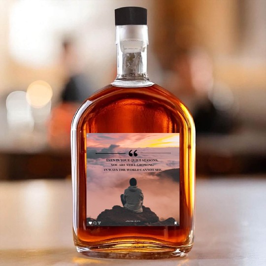 Quiet Seasons Growth Inspirational Quote Whiskey Bottles