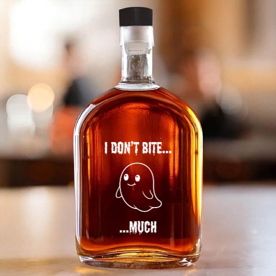 I Don't Bite... Much - Cute Vampire Ghost Whiskey Bottles