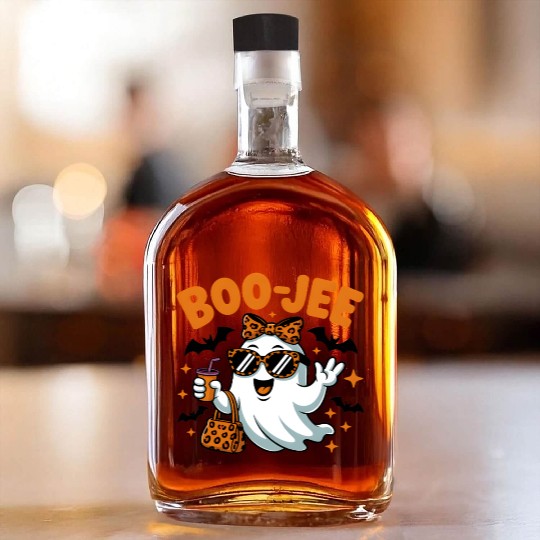 Boo-Jee Ghost Cute Leopard Print Halloween Boojee Whiskey Bottles
