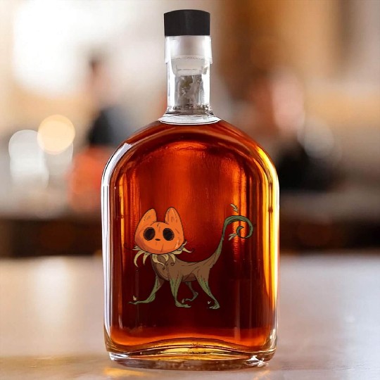 Whimsical Jack-o'-Lantern Cat Hybrid Whiskey Bottles
