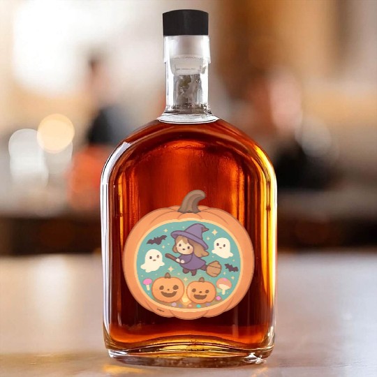 Halloween Kids Friendly Ghost Whiskey Bottles Artwork