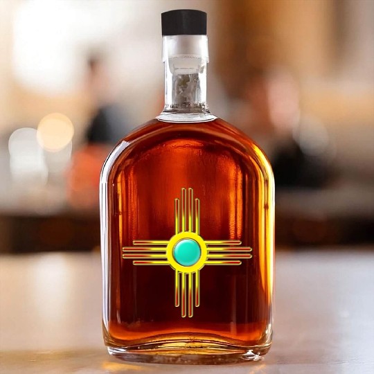 Zia Sun, Zia Pueblo, New Mexico, Sun Symbol, DD 1 Whiskey Bottles