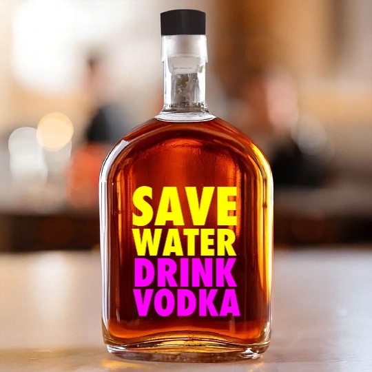 Save Water Drink Vodka Neon Party Design Whiskey Bottles