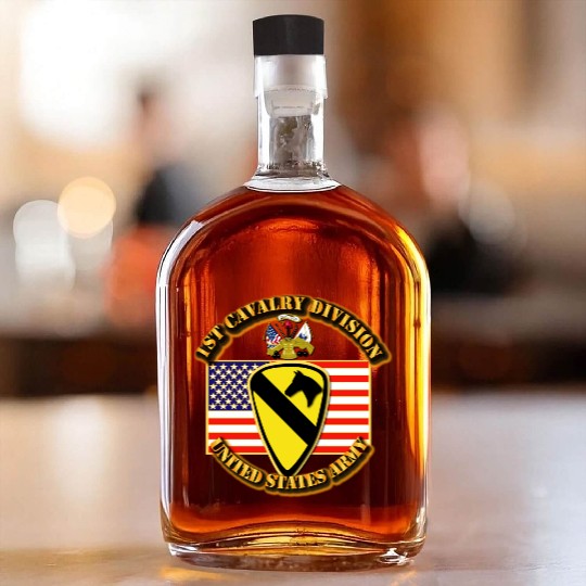 1st Cavalry Division w Flag Whiskey Bottles