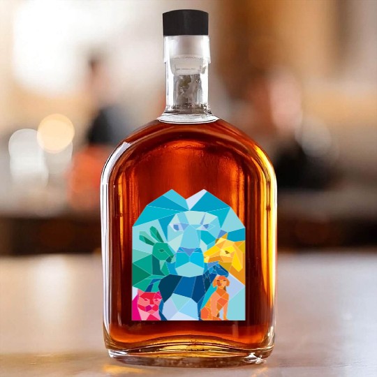 Lion Rabbit Cat Horse Dog Goat Low Polygon Whiskey Bottles