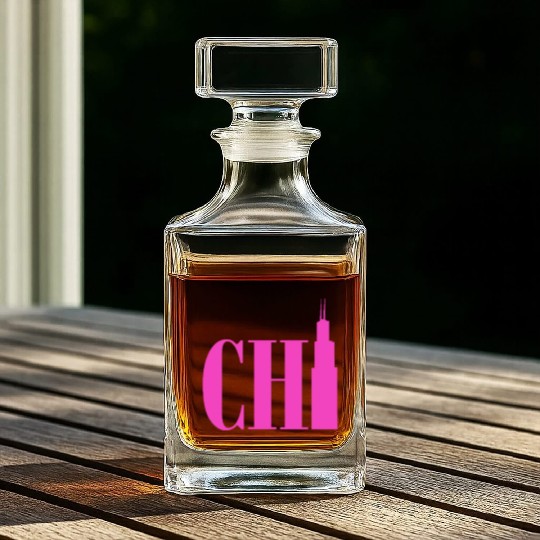 Chicago - Neon Pink Whiskey Decanters