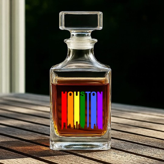Houston Texas Rainbow Skyline LGBT Gay Pride Whiskey Decanters