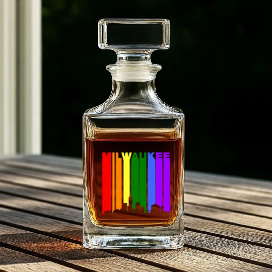Milwaukee Wisconsin Rainbow LGBT Gay Pride Whiskey Decanters