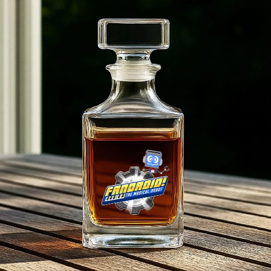 Fandroid Logo with Waving Fandroid Whiskey Decanters