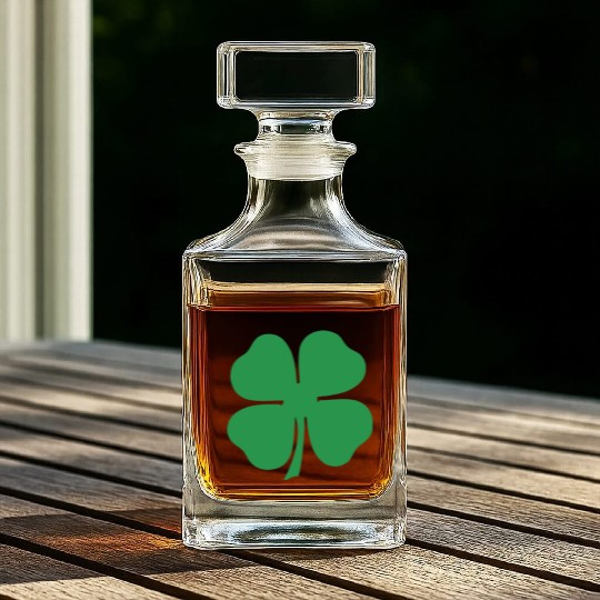 Green 4 Leaf Clover Solid Whiskey Decanters