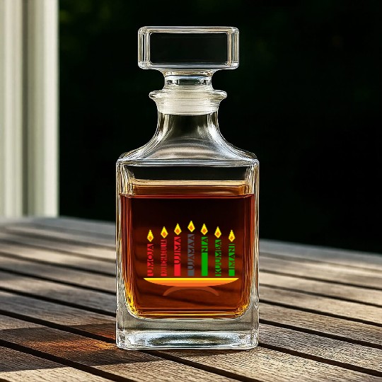 Kwanzaa Holiday Candles Whiskey Decanters