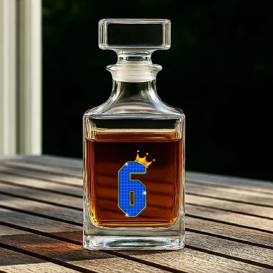 Cool Shiny 6th Birthday Gold Crown Sparkles 6 Year Whiskey Decanters
