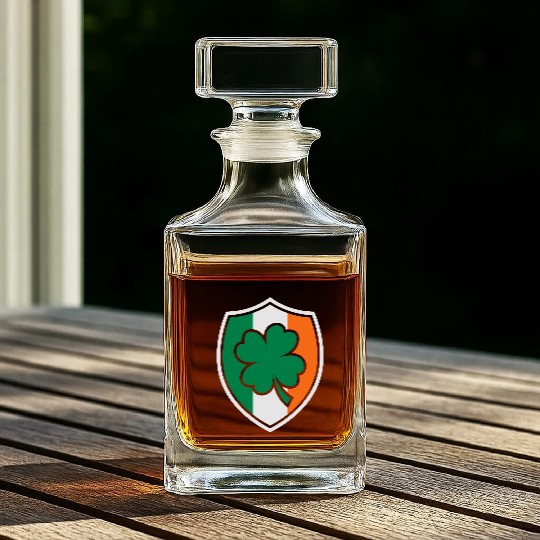 St Patricks day Irish Flag Clover Shield Beer Gift Whiskey Decanters